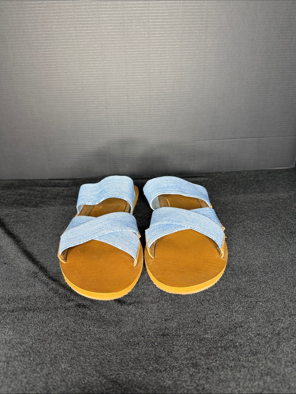Light Blue Cross-Strap Slide Sandals